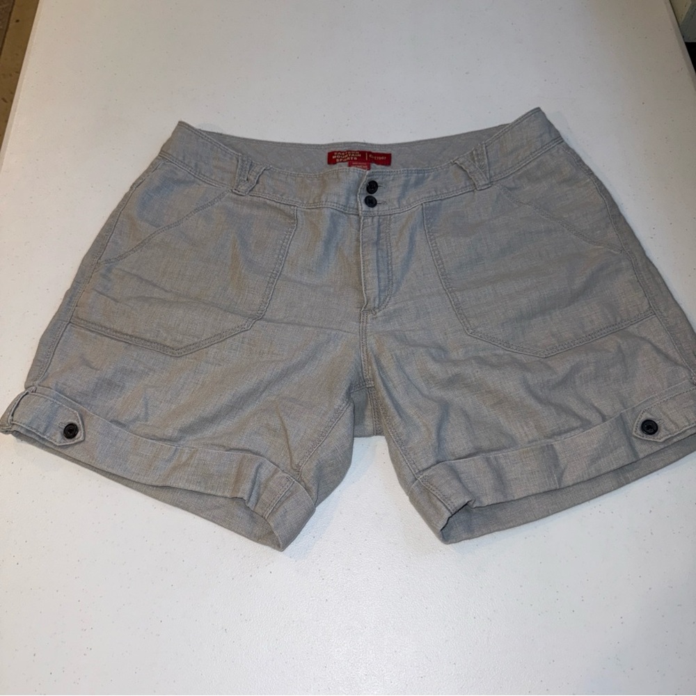 Eastern‎ Mountain Sports Shorts Womens 6 Vintage Y2K Mid Rise Gray Linen Blend